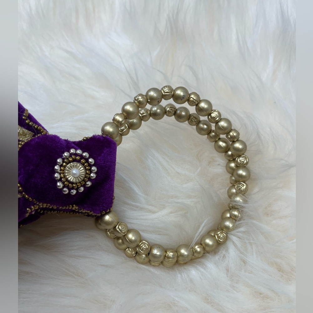 Fortune Cookie Bag Purple Velvet Encrusted with Beads NWOT - Picture 8 of 12